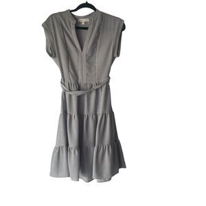 Monteau Los Angeles Size Small Striped Coastal Tiered Belted Knee Length Dress